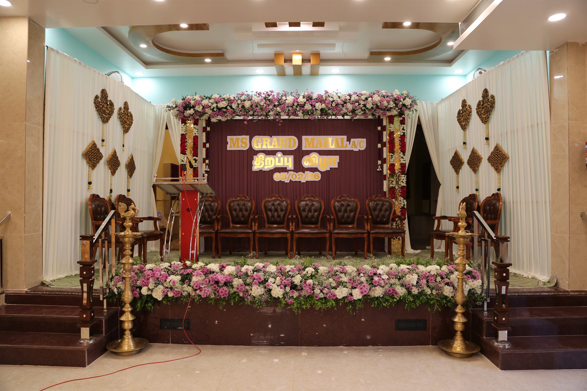 Decorated stage for wedding ceremony